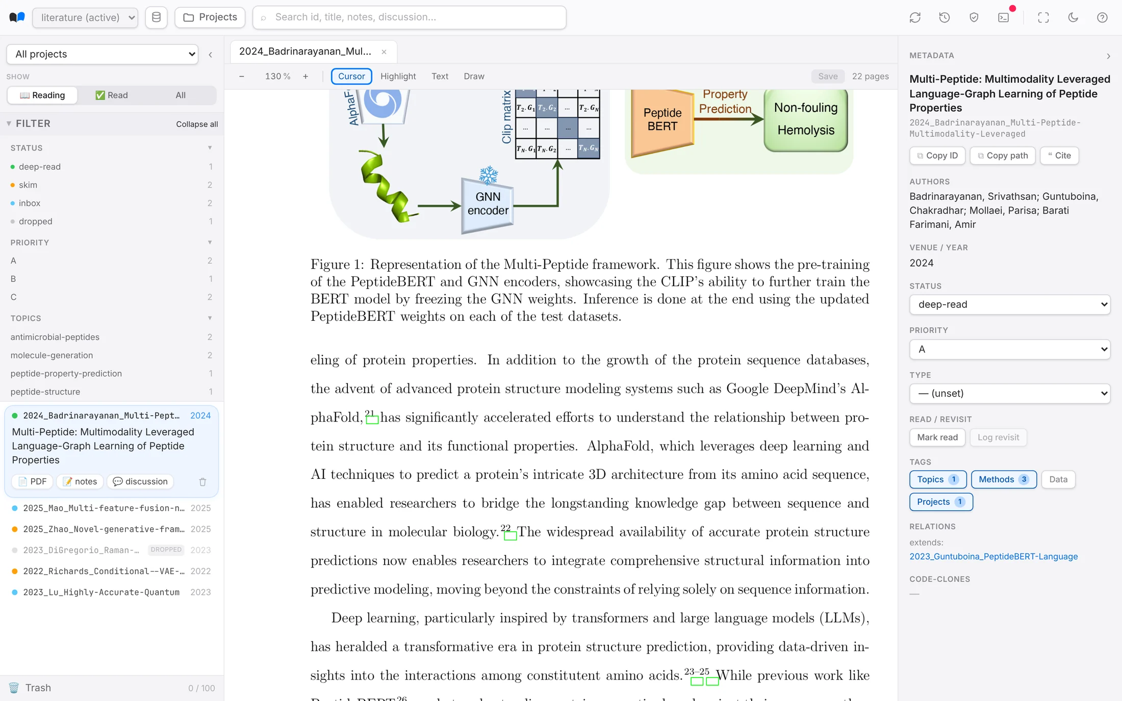 Filtering the litman library by status, priority and topic
